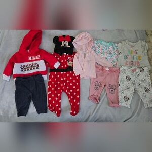 Disney Minnie Mouse Red and Pink Baby Clothing Bundle 3 Month